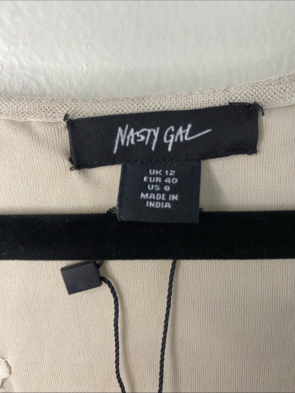 Nasty Gal NWT Tear Drop Tassel Plunge Mini Dress Beaded Nude Size 8 - Picture 4 of 11